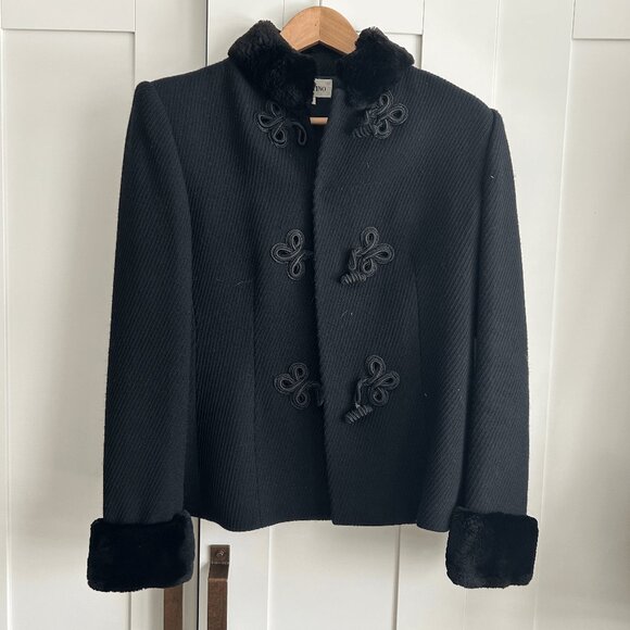 Vintage Velentino Black Wool and Fur Jacket Blazer - Picture 1 of 1